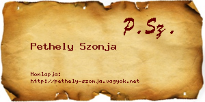 Pethely Szonja névjegykártya